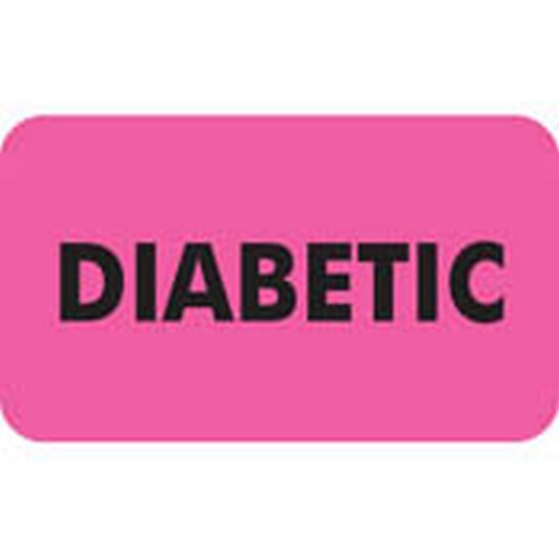 Chart Labels, Diabetic, Fluorescent Pink, 1-1/2" x 7/8", (Roll of 250)