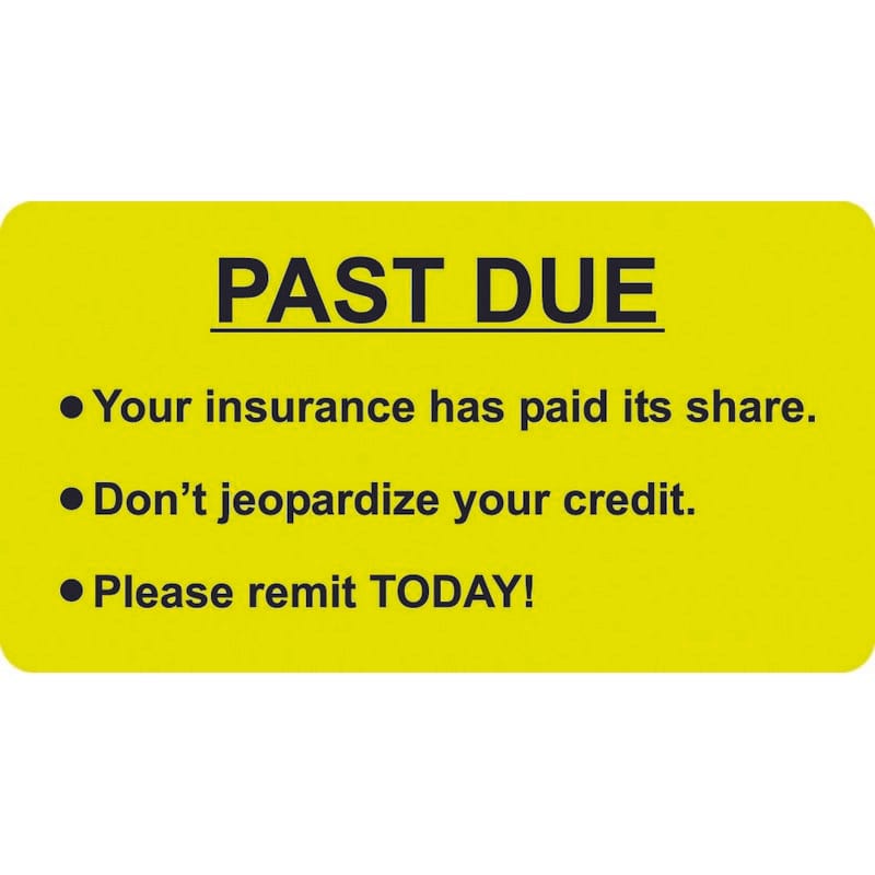 Billing Collection Labels, Fl Chartreuse - PAST DUE, 3-1/4" X 1-3/4" (Roll of 250)