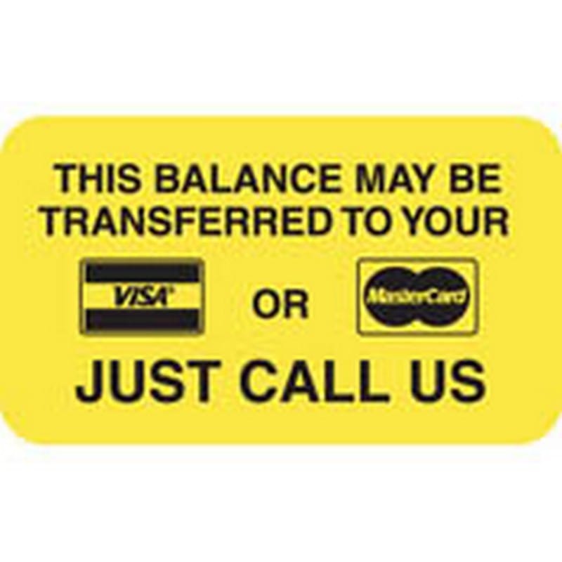 Billing Labels, Balance Transfer, Fluorescent Chartreuse, 1-1/2" x 7/8", (Roll of 250)