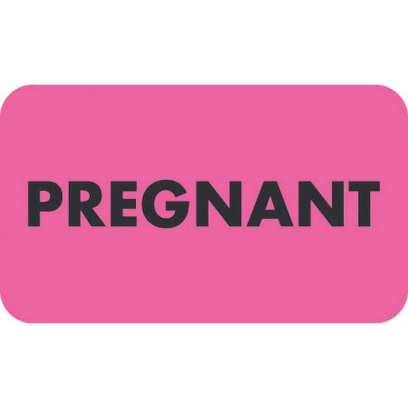 Chart Labels, PREGNANT - Fluorescent Pink, 1-1/2" X 7/8" (Roll of 250)