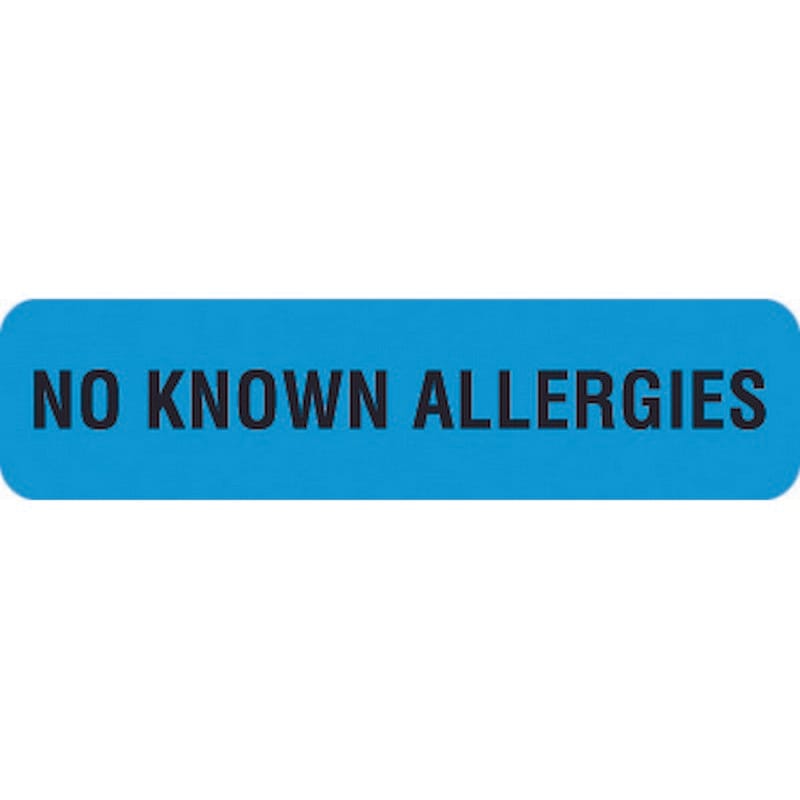 Alert Labels, No Known Allergies, Light Blue, 1-1/4" x 5/16" (Roll of 500)