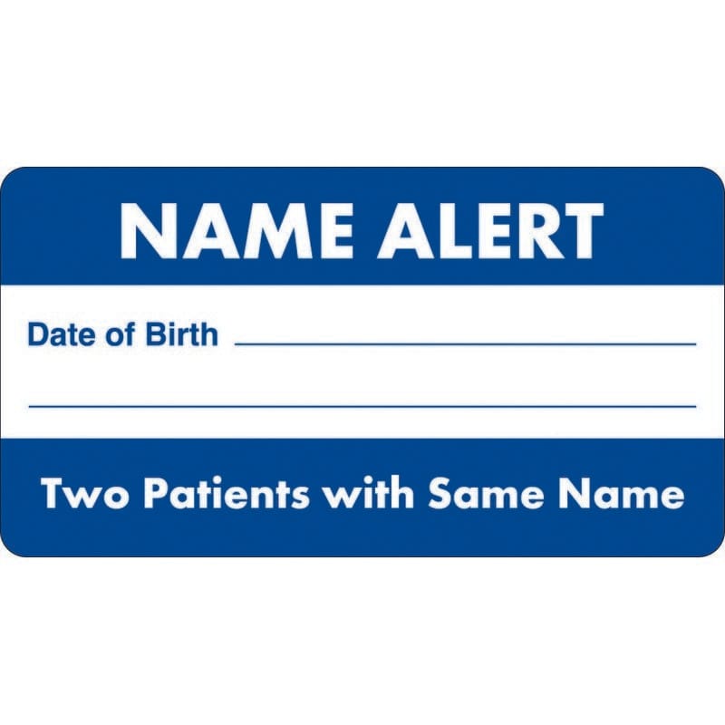 Medical alert Labels, NAME ALERT - Blue/White 3-1/4" X 1-3/4" (Roll of 250)