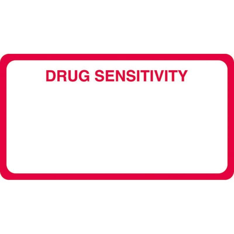 Allergy Warning Labels, DRUG SENSITIVITY - Blue/White, 3-1/4" X 1-3/4" (Roll of 250)