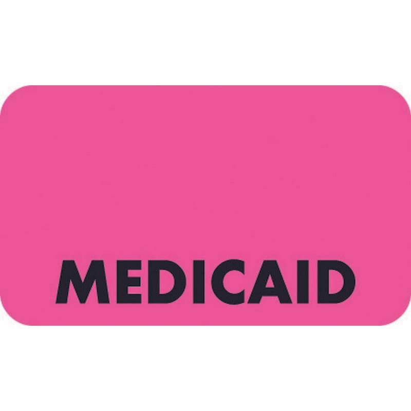 Insurance Labels, MEDICAID - Fl Pink, 1-1/2" X 7/8" (Roll of 250)