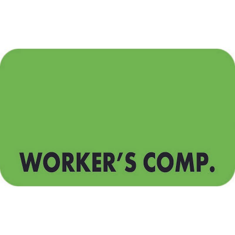 Insurance Labels, WORKER'S COMP. - Fl Green, 1-1/2" X 7/8" (Roll of 250)