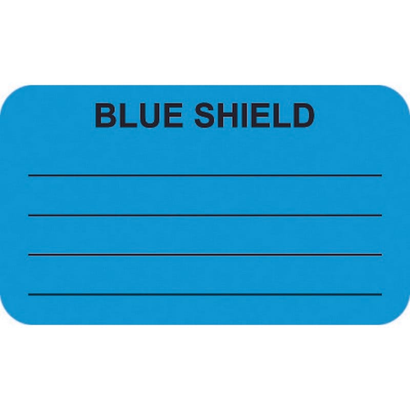 Insurance Labels, BLUE SHIELD___ - Light Blue, 1-1/2" X 7/8" (Roll of 250)