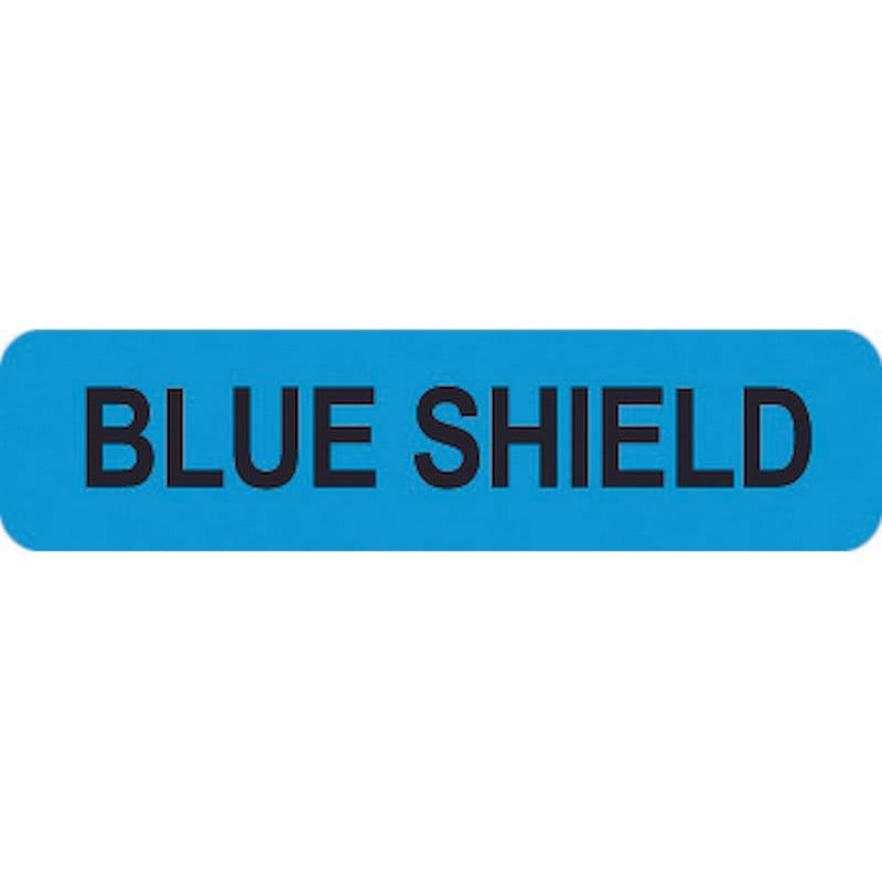 Insurance Labels, BLUE SHIELD - Light Blue, 1-1/4" X 5/16" (Roll of 500)