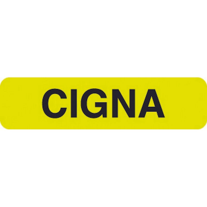 Insurance Labels, CIGNA - Fluorescent Chartreuse, 1-1/4" X 5/16" (Roll of 500)
