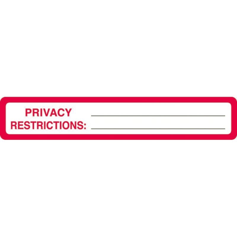 HIPAA Labels, PRIVACY RESTRICTIONS: , Red, and White, 5-1/2" x 1" (Roll of 175)