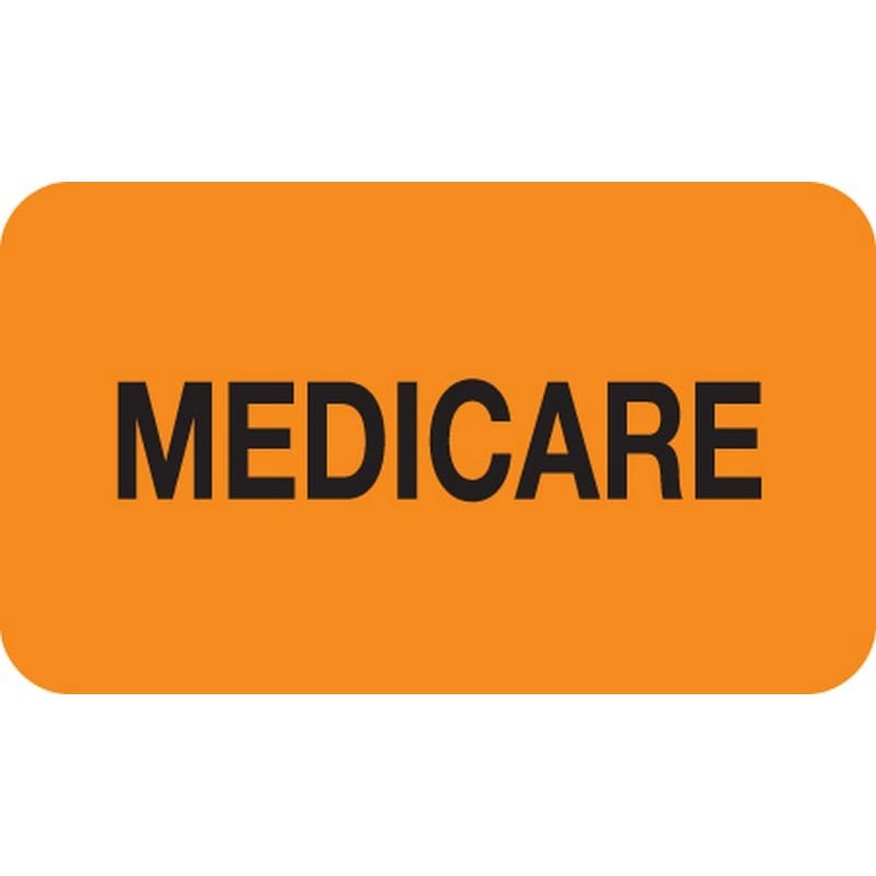 Insurance Labels, MEDICARE - Fl Orange, 1-1/2" X 7/8" (Roll of 250)