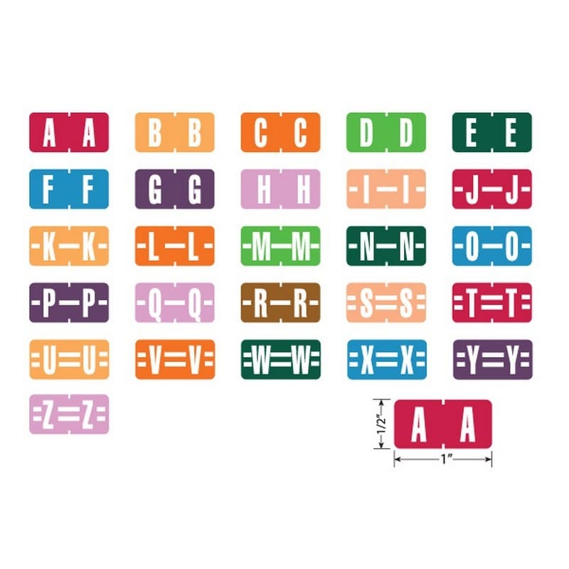 Tab Compatible Mini Alpha Labels, Vinyl Kimdura Stock, 1/2" X 1" Individual Letters - Roll of 500