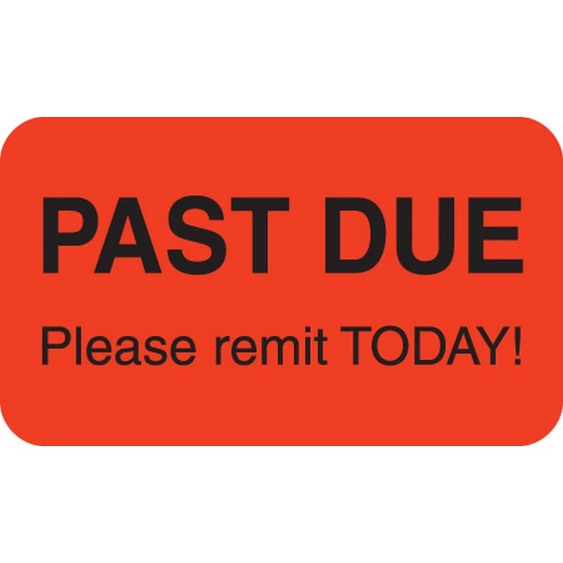 Billing Collection Labels, PAST DUE - Fl Red, 1-1/2" X 7/8" (Roll of 250)