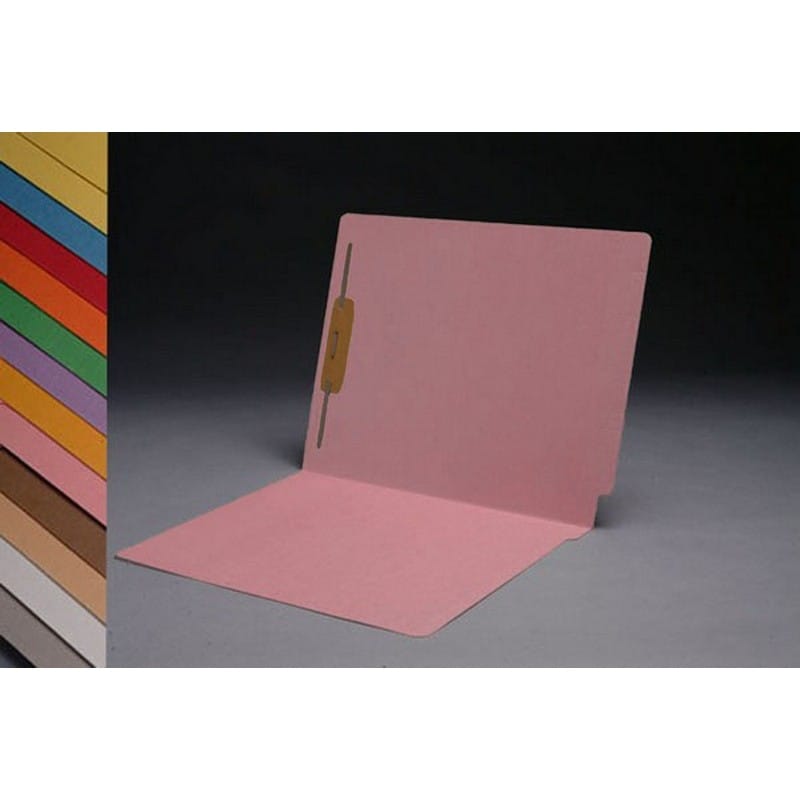 11pt Pink Folders, Full Cut 2-Ply END TAB, Letter Size, Fastener Pos #1 (Box of 50)