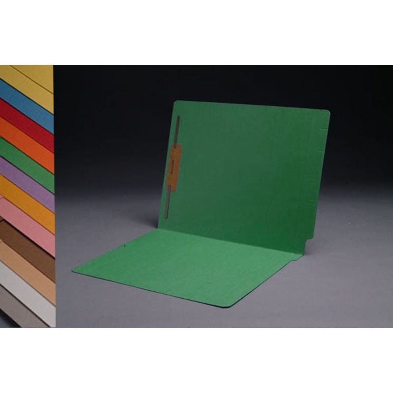 14pt Green Folders, Full Cut 2-Ply END TAB, Letter Size, Fastener Pos #1 (Box of 50) - Image 2