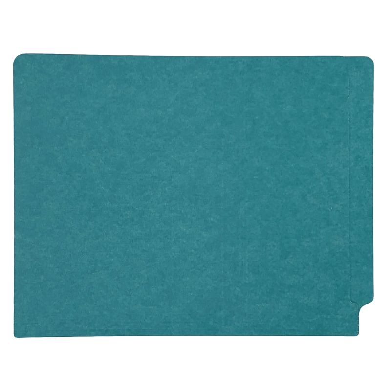 14pt Teal Folders, Full Cut 2-Ply END TAB, Letter Size, Fastener Pos #1 (Box of 50)