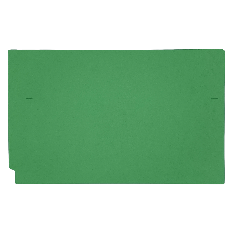 14pt Green Folders, Full Cut 2-Ply END TAB, Legal Size, Fastener Pos #1 (Box of 50)