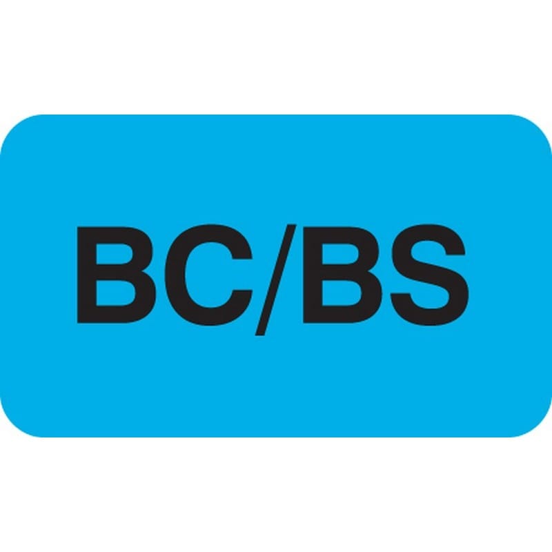 Insurance Labels, BC/BS - Lt. Blue, 1-1/2" X 7/8" (Roll of 250)