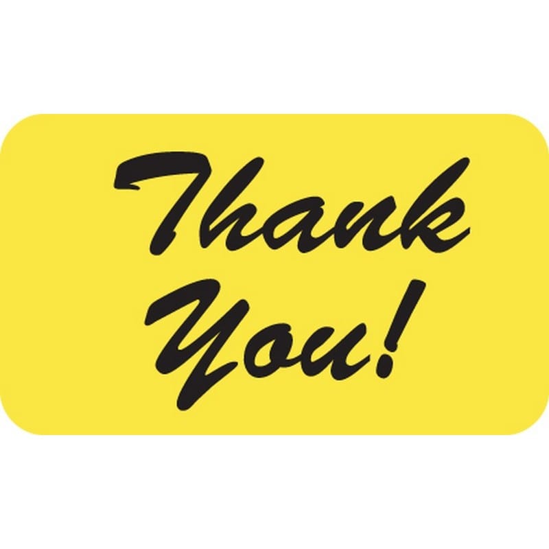 Billing Collection Labels, Thank You! - Fl Chartreuse, 1-1/2" X 7/8" (Roll of 250)