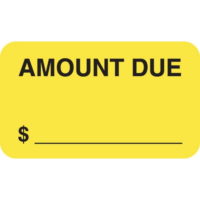Billing Collection Labels, AMOUNT DUE - Fl Chartreuse, 1-1/2" X 7/8" (Roll of 250)