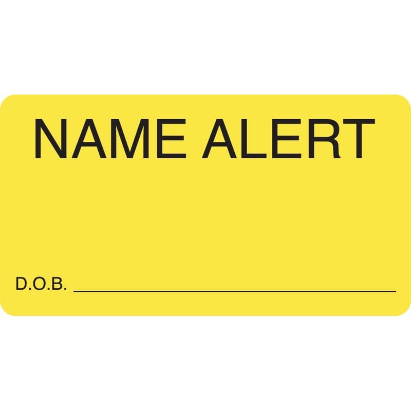 Attention/Alert Labels, NAME ALERT - Fl Chartreuse, 3-1/4" X 1-3/4" (Roll of 250)