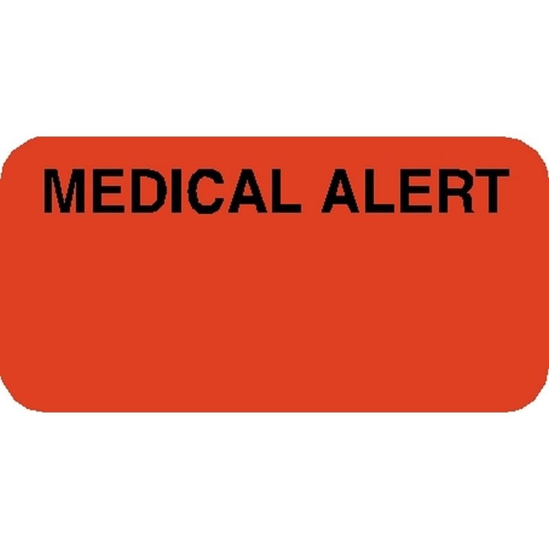 Attention/Alert Labels, MEDICAL ALERT - Fl Red, 1-1/2" X 3/4" (Roll of 250)
