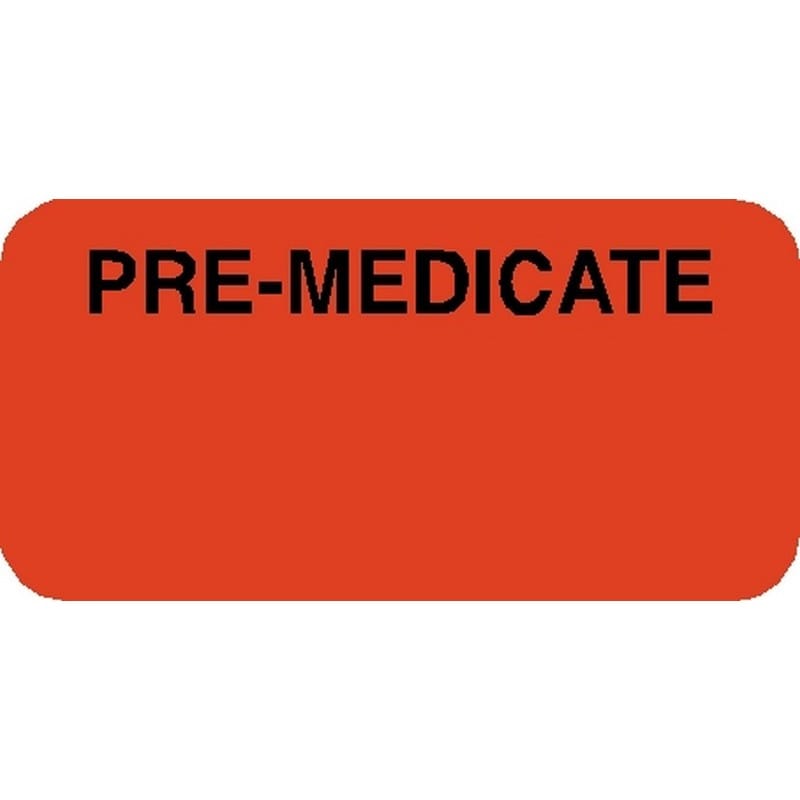 Chart Labels, PRE-MEDICATED - Fl Red, 1-7/8" X 3/4" (Roll of 500)