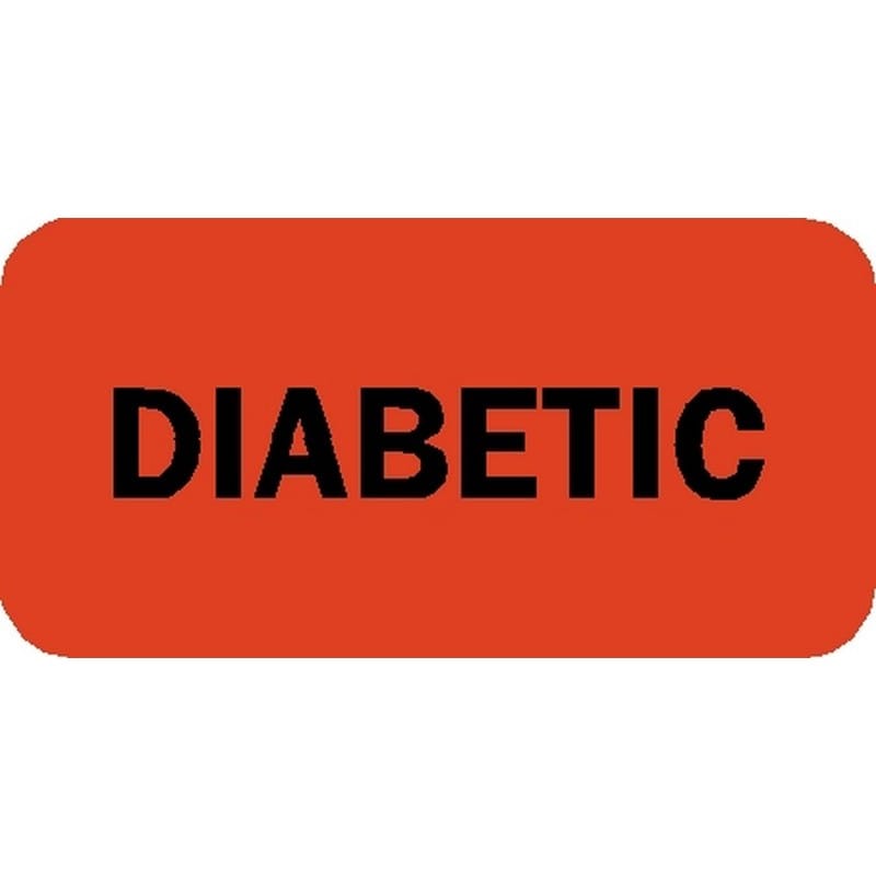 Chart Labels, DIABETIC - Fl Red, 1-1/2" X 3/4" (Roll of 250)