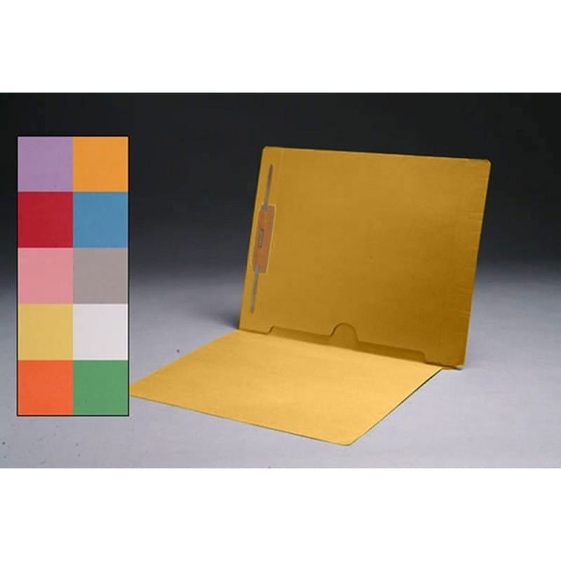 11pt Goldenrod Folders, Full Cut END TAB, Letter Size, Full Back Pocket, Fastener Pos #1 (Box of 50)
