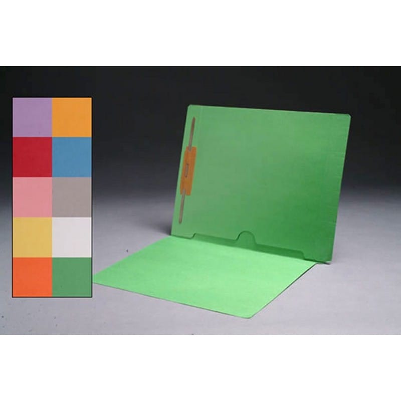 11pt Green Folders, Full Cut END TAB, Letter Size, Full Back Pocket, Fastener Pos #1 (Box of 50)