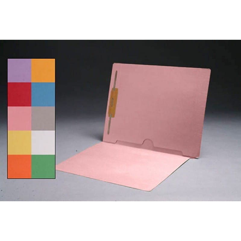 11pt Pink Folders, Full Cut END TAB, Letter Size, Full Back Pocket, Fastener Pos #1 (Box of 50) - Image 2