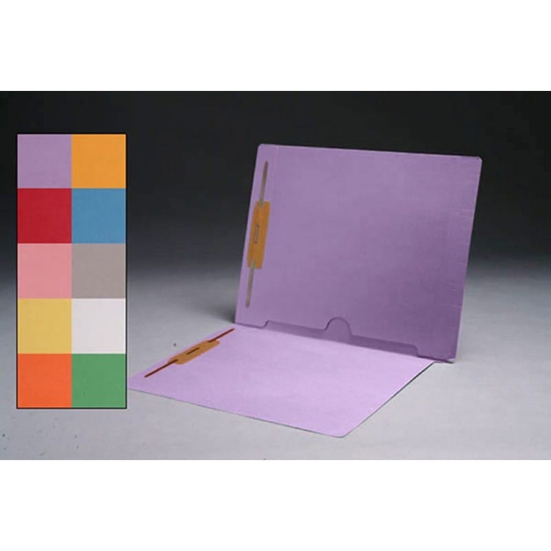 11pt Lavender Folders, Full Cut END TAB, Letter Size, Full Back Pocket, Fasteners Pos #1 & #3 (Box of 50)