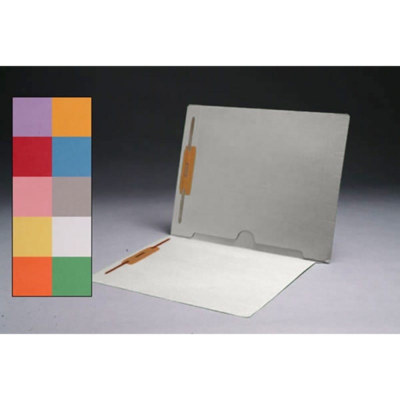 11pt White Folders, Full Cut END TAB, Letter Size, Full Back Pocket, Fasteners Pos #1 & #3 (Box of 50)