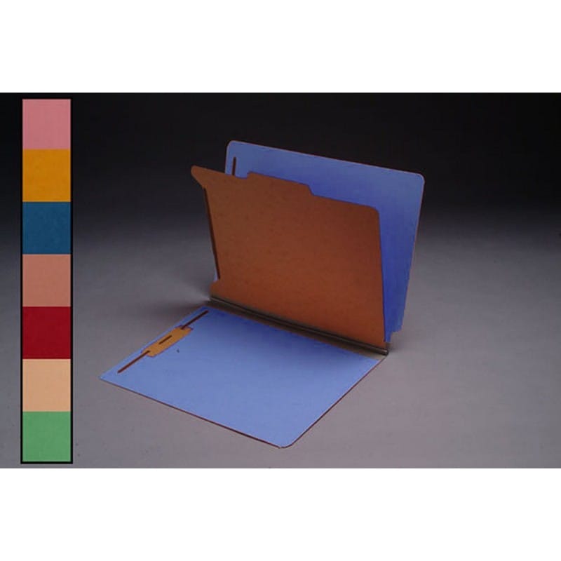 18pt Color Classification Folders, Full Cut END TAB, Letter Size, 1 Divider, Duo Fasteners (Box of 15) - Image 2