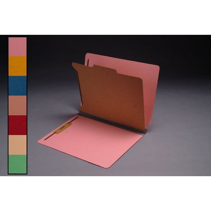 18pt Color Classification Folders, Full Cut END TAB, Letter Size, 1 Divider, Duo Fasteners (Box of 15)