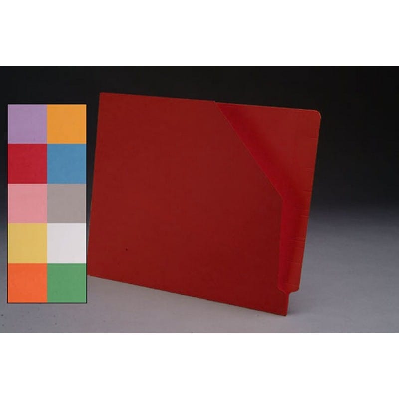 11pt Red Pocket, Full Cut END TAB, Letter Size, Slant Cut Front (Box of 100)