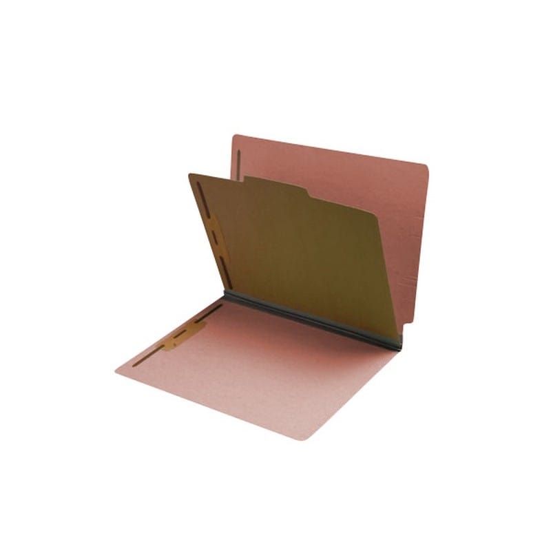 18pt Color Classification Folders, Full Cut END TAB, Letter Size, 2 Divider, Bonded Fasteners (Box of 10)