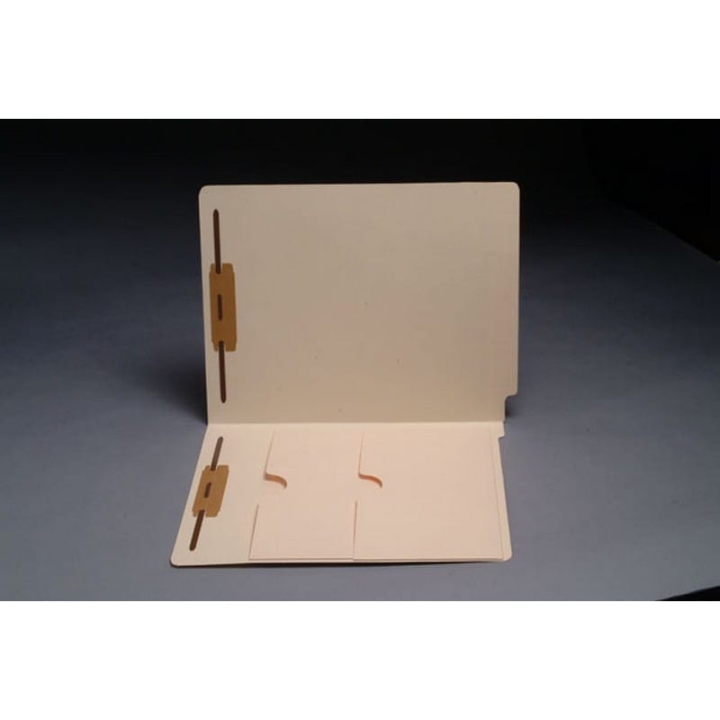11pt Manila Folders, Full Cut END TAB, Letter Size, Double Pockets Inside Front, Fasteners Pos #1 & #3 (Box of 50)