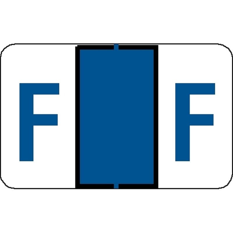 Tab Compatible "F" Labels, Vinyl Stock, 1" X 1.25" Individual Letters - Roll of 500
