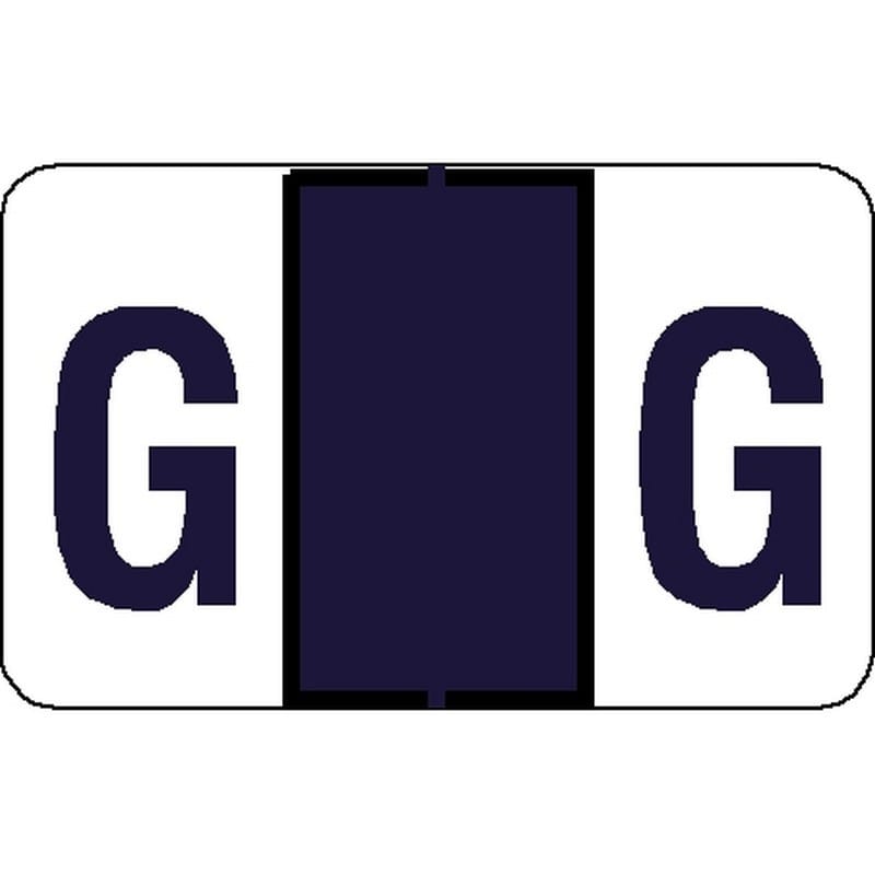 Tab Compatible "G" Labels, Vinyl Stock, 1" X 1.25" Individual Letters - Roll of 500