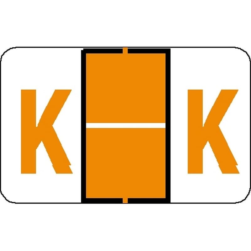 Tab Compatible "K" Labels, Vinyl Stock, 1" X 1.25" Individual Letters - Roll of 500