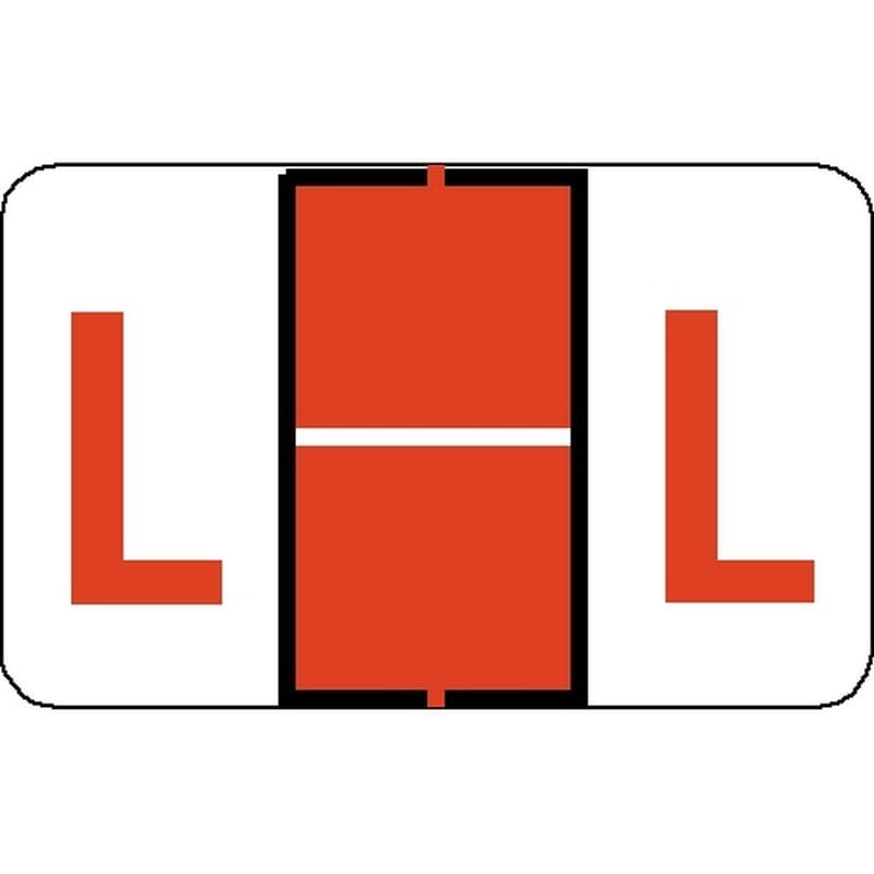 Tab Compatible "L" Labels, Vinyl Stock, 1" X 1.25" Individual Letters - Roll of 500