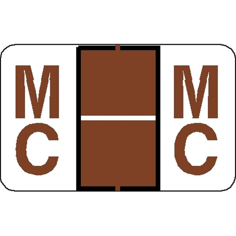 Tab Compatible "Mc" Labels, Vinyl Stock, 1" X 1.25" Individual Letters - Roll of 500