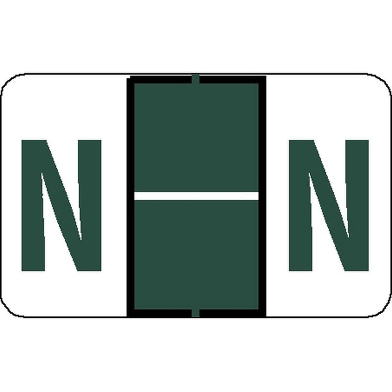 Tab Compatible "N" Labels, Vinyl Stock, 1" X 1.25" Individual Letters - Roll of 500