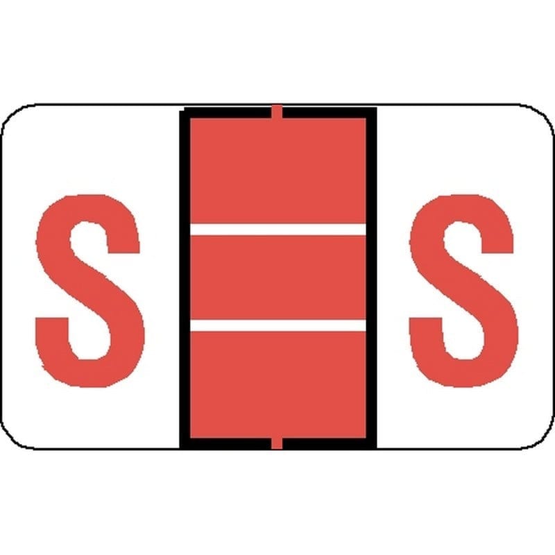 Tab Compatible "S" Labels, Vinyl Stock, 1" X 1.25" Individual Letters - Roll of 500