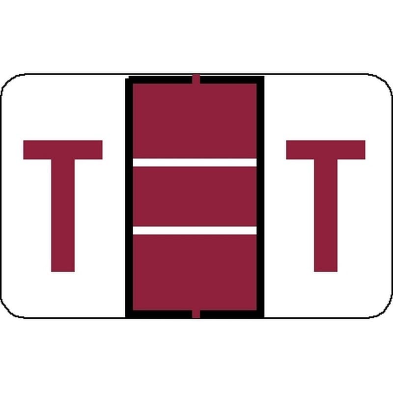 Tab Compatible "T" Labels, Vinyl Stock, 1" X 1.25" Individual Letters - Roll of 500