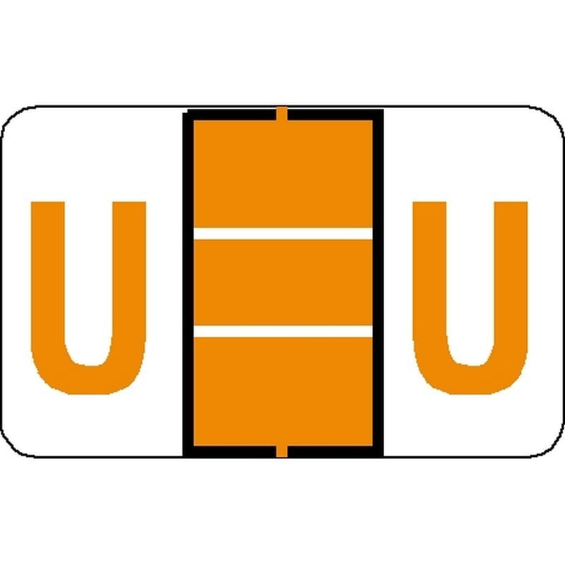 Tab Compatible "U" Labels, Vinyl Stock, 1" X 1.25" Individual Letters - Roll of 500