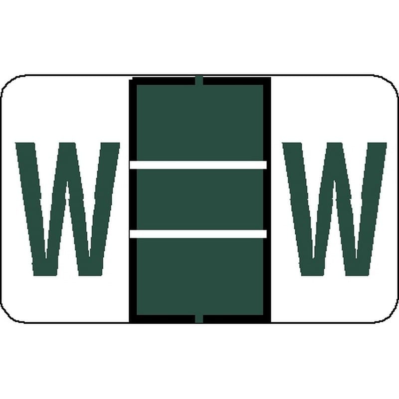 Tab Compatible "W" Labels, Vinyl Stock, 1" X 1.25" Individual Letters - Roll of 500