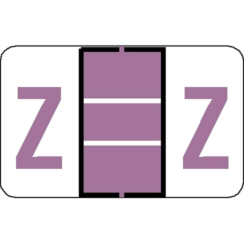 Tab Compatible "Z" Labels, Vinyl Stock, 1" X 1.25" Individual Letters - Roll of 500