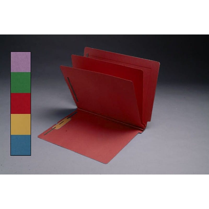 14pt Red Classification Folders, Full Cut END TAB, Letter Size, 2 Divider (Box of 15)