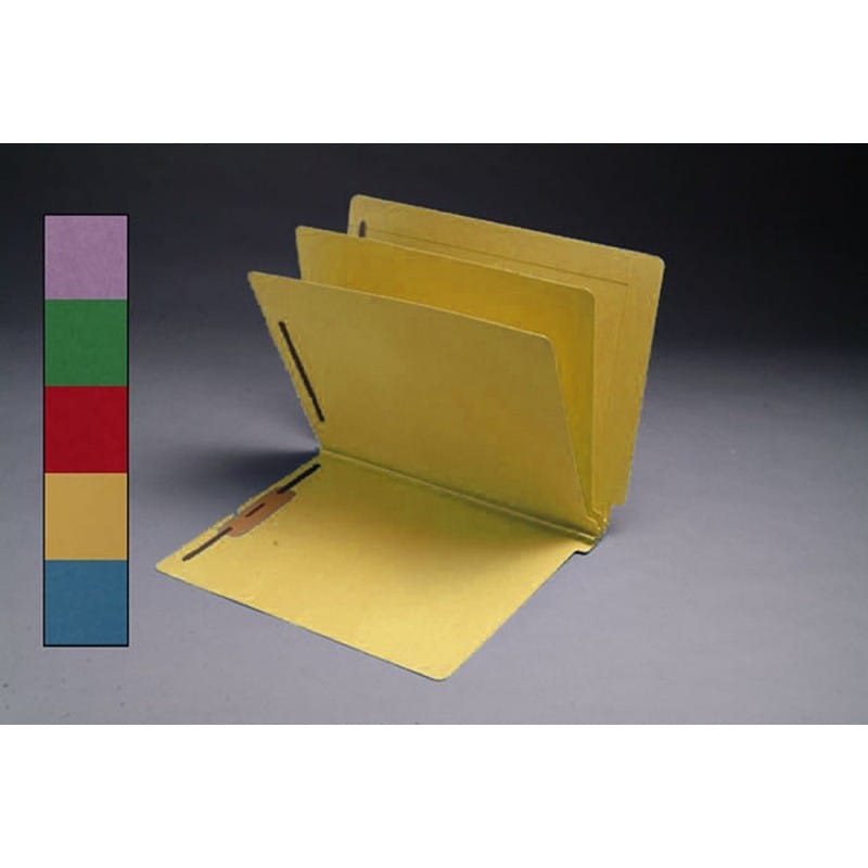 14pt Yellow Classification Folders, Full Cut END TAB, Letter Size, 2 Divider (Box of 15)